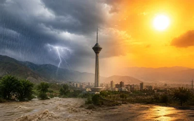 بارش مستمر در سواحل شمالی و دمای ۳۶ درجه‌ای تهران