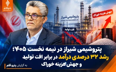پتروشیمی شیراز در نیمه نخست ۱۴۰۵؛ رشد ۳۲ درصدی درآمد در برابر افت تولید و جهش هزینه خوراک