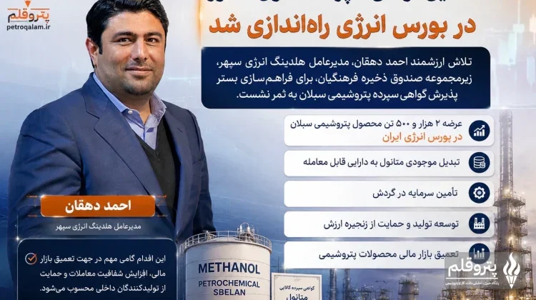 نخستین گواهی سپرده متانول کشور با عرضه محصول پتروشیمی سبلان راه‌اندازی شد