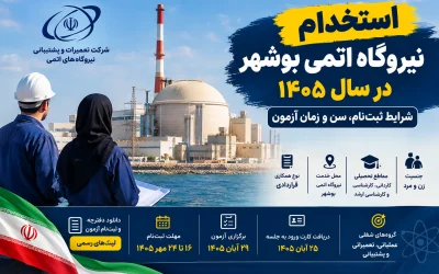 استخدام نیروگاه اتمی بوشهر در سال ۱۴۰۵؛ شرایط ثبت‌نام، سن و زمان آزمون